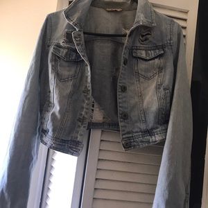 Jean Cropped Ripped Jacket